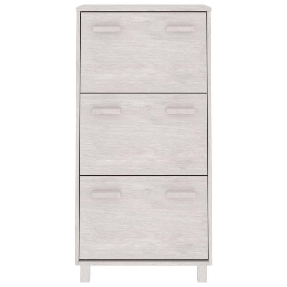 vidaXL Shoe Cabinet White 23.4"x13.8"x46.1" Solid Wood Pine. Picture 5