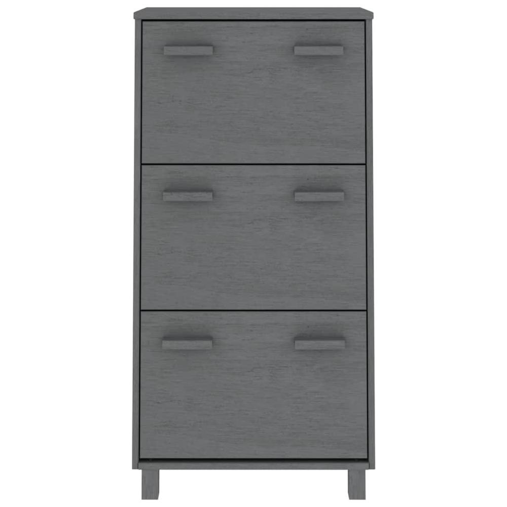 Shoe Cabinet HAMAR Dark Gray 23.4"x13.8"x46.1" Solid Wood Pine. Picture 2