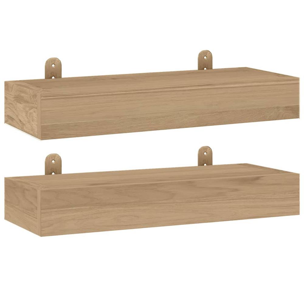 Wall Shelves 2 pcs 15.7"x5.9"x2.4" Solid Wood Teak. Picture 1