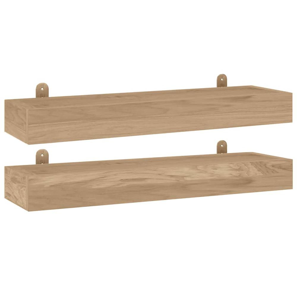 Wall Shelves 2 pcs 23.6"x5.9"x2.4" Solid Wood Teak. Picture 1