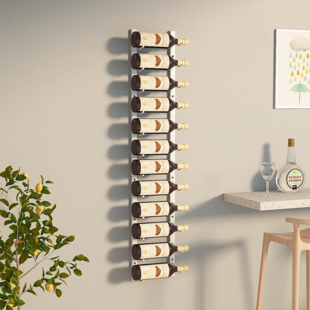 Wall Mounted Wine Rack for 12 Bottles White Iron. Picture 1