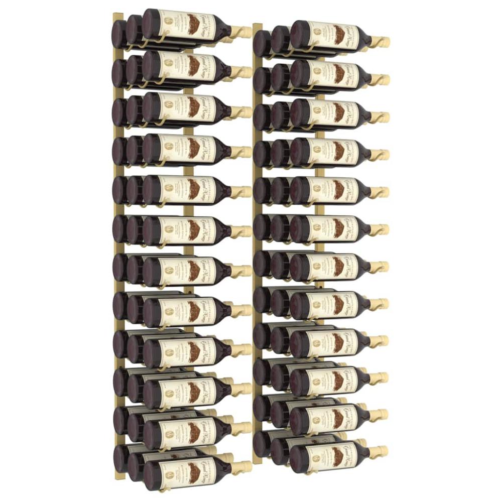 Wall Mounted Wine Rack for 36 Bottles 2 pcs Gold Iron. Picture 2