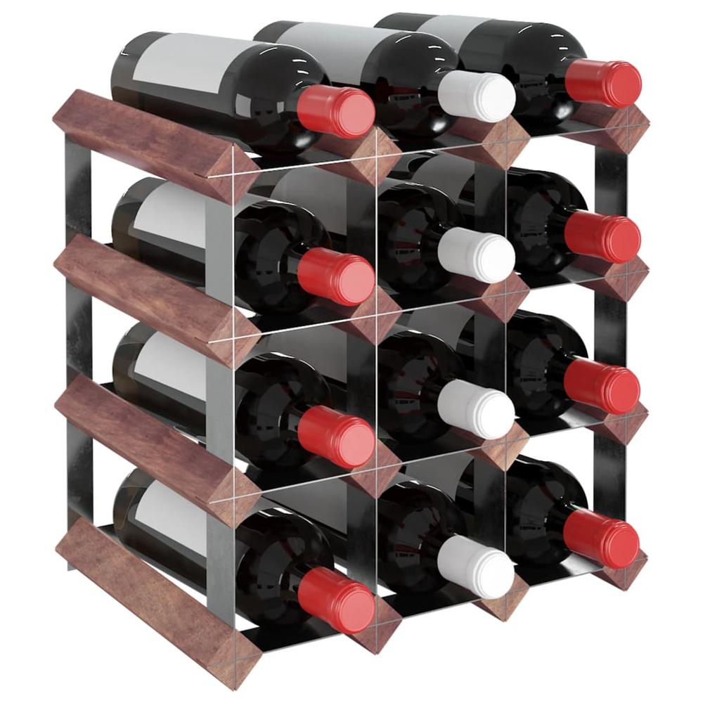 Wine Rack for 12 Bottles Brown Solid Wood Pine. Picture 2