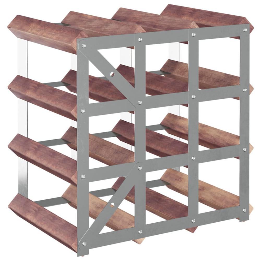 Wine Rack for 12 Bottles Brown Solid Wood Pine. Picture 5