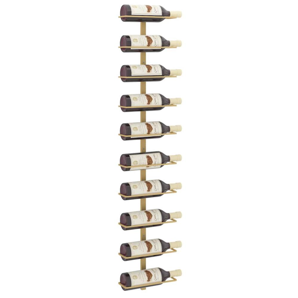Wall-mounted Wine Rack for 10 Bottles Gold Metal. Picture 2