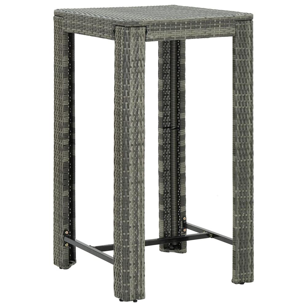 vidaXL 5 Piece Patio Bar Set with Cushions Poly Rattan Gray, 3094782. Picture 6