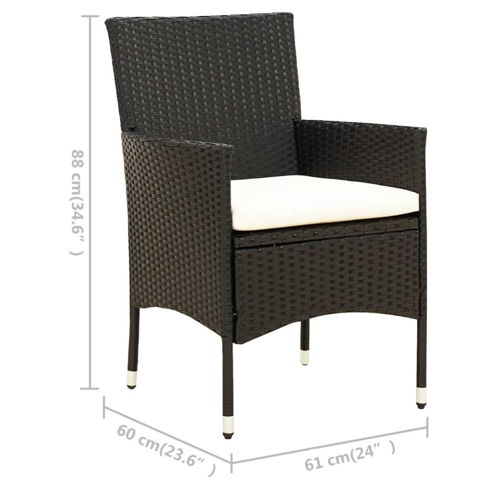 5 Piece Patio Dining Set with Cushions Poly Rattan Black. Picture 9