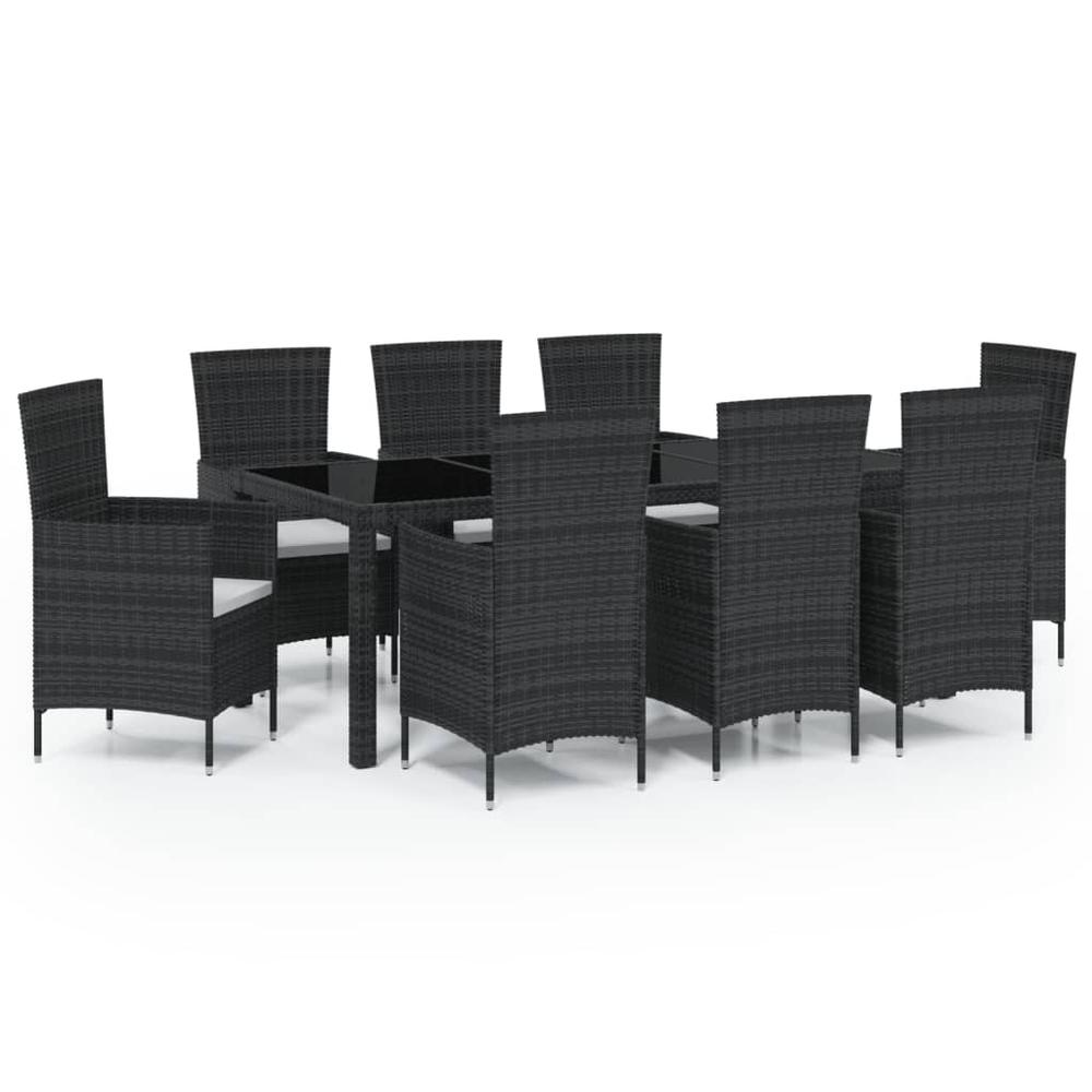 9 Piece Patio Dining Set with Cushions Poly Rattan. Picture 1