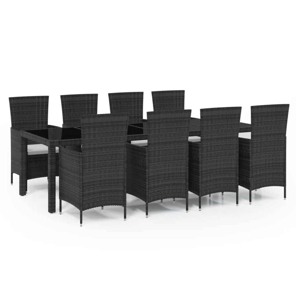 9 Piece Patio Dining Set with Cushions Poly Rattan. Picture 1