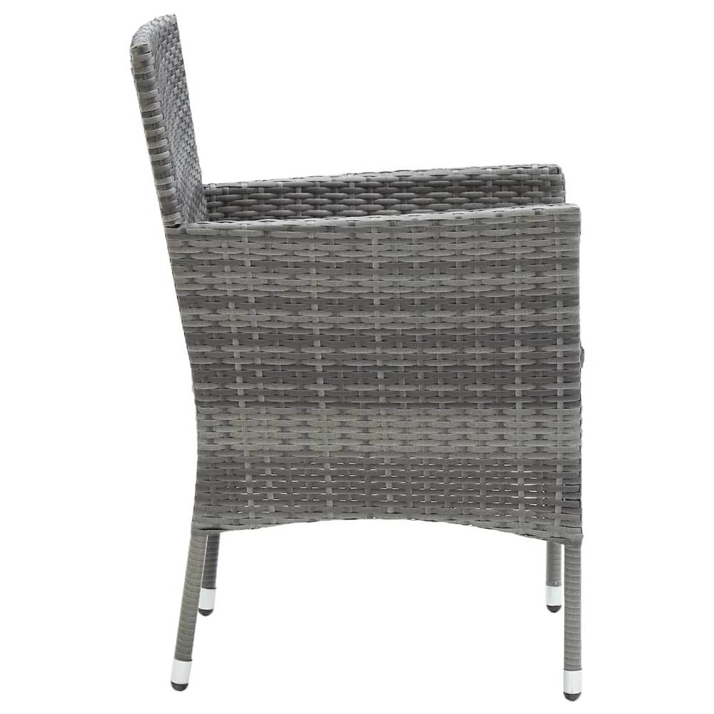 vidaXL 3 Piece Patio Dining Set with Cushions Poly Rattan Gray. Picture 6