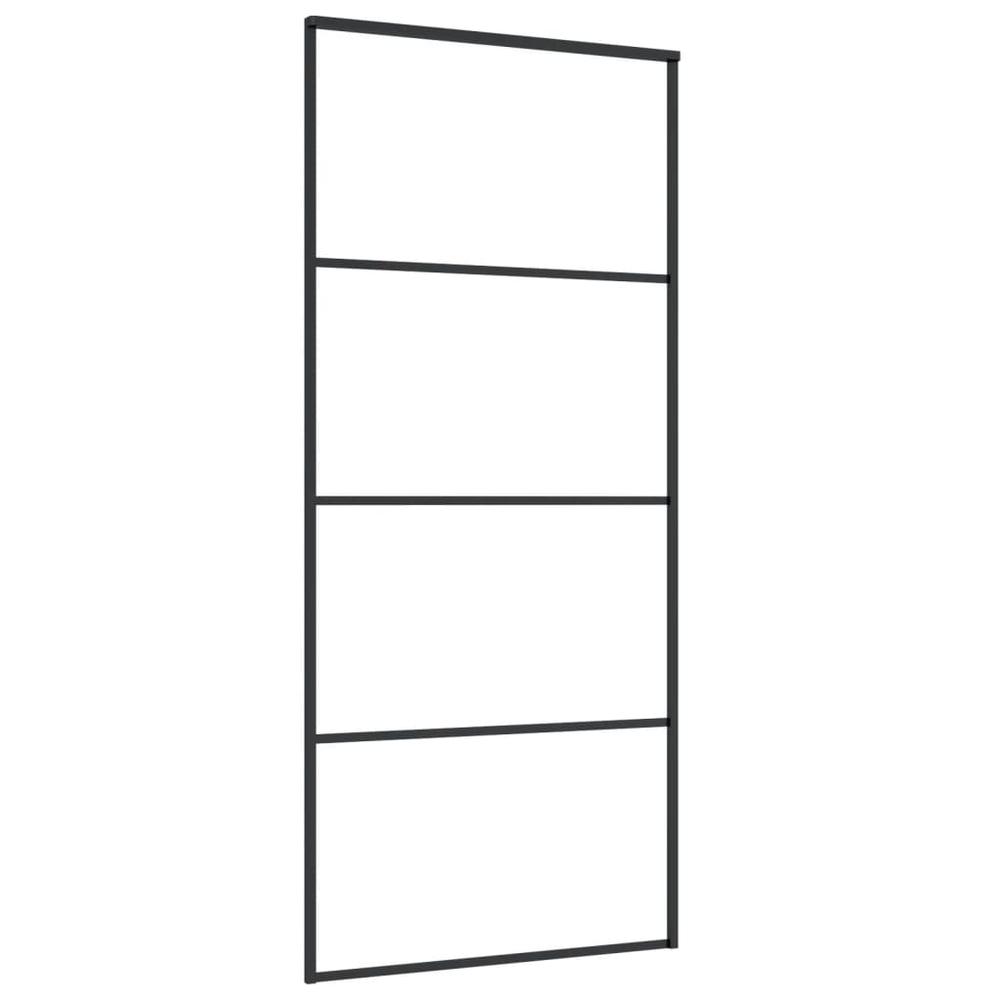 Sliding Door Frosted ESG Glass and Aluminum 35.4"x80.7" Black. Picture 2