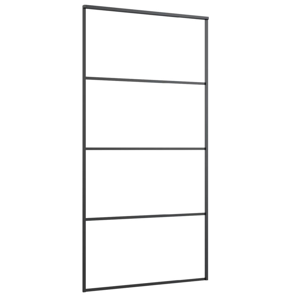 Sliding Door Frosted ESG Glass and Aluminum 40.4"x80.7" Black. Picture 2