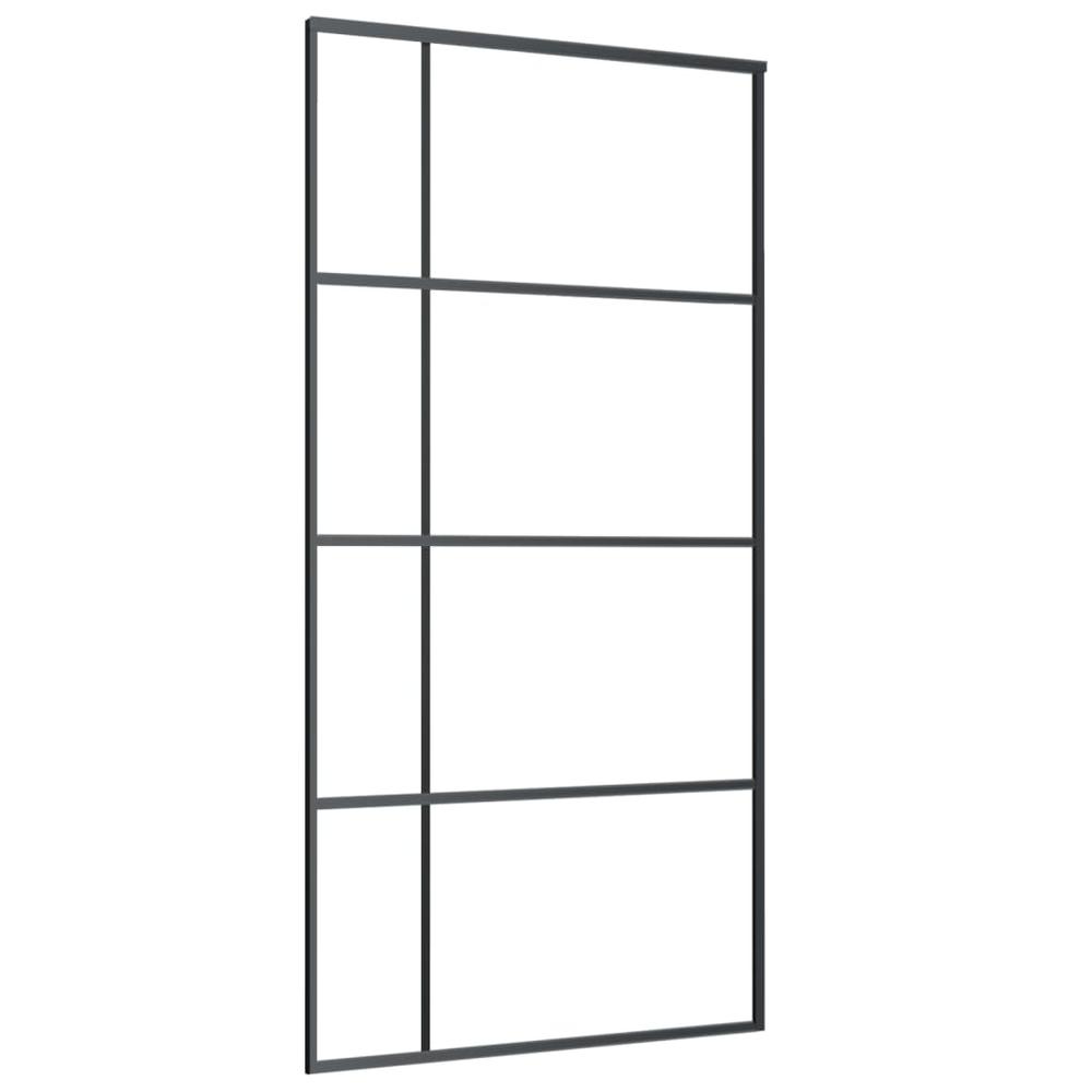 Sliding Door Frosted ESG Glass and Aluminum 40.4"x80.7" Black. Picture 1