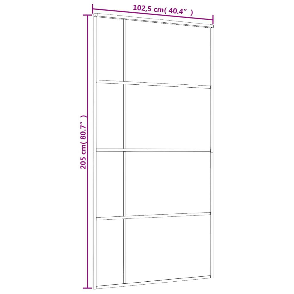Sliding Door Frosted ESG Glass and Aluminum 40.4"x80.7" Black. Picture 5