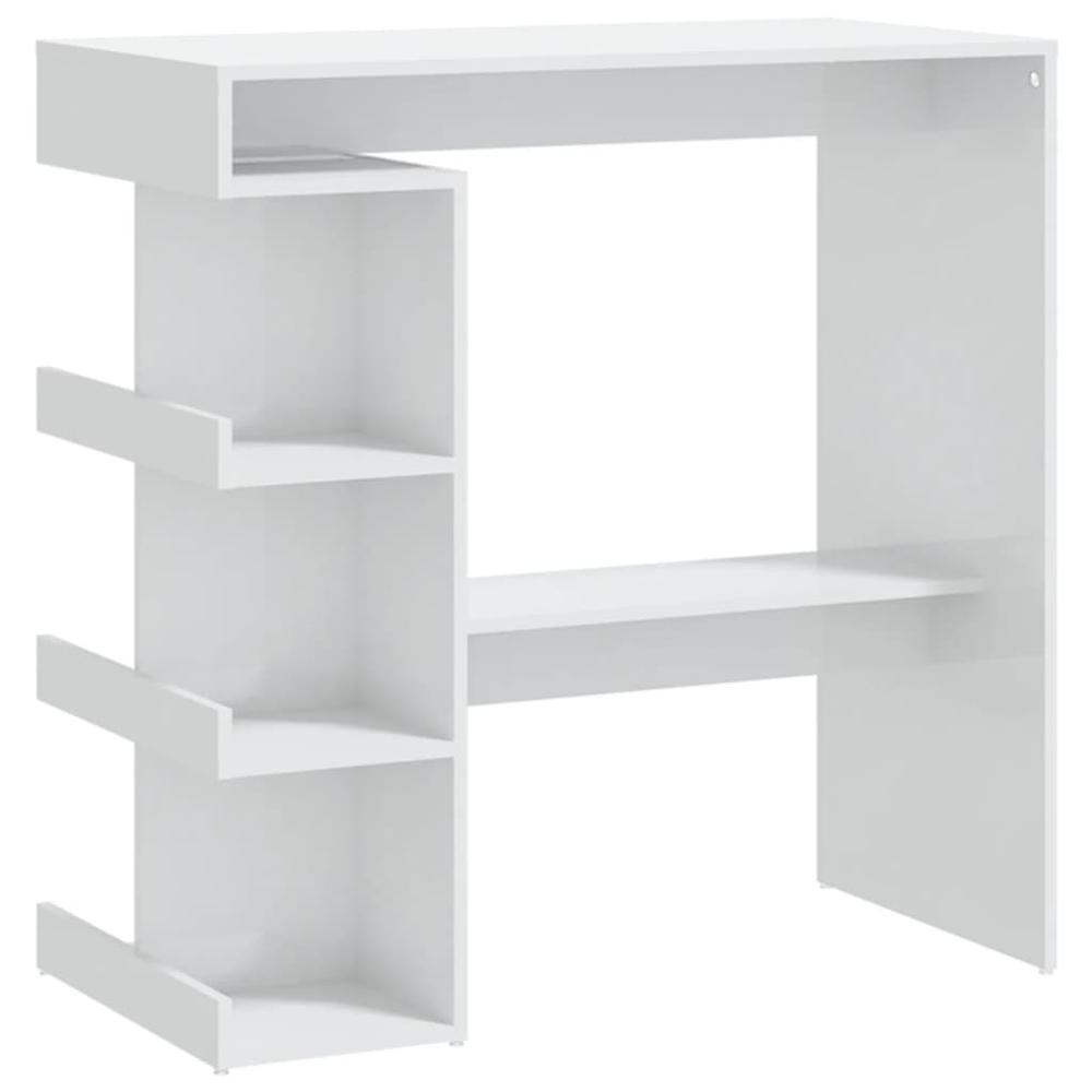 Bar Table with Storage Rack High Gloss White 39.4"x19.7"x40". Picture 1