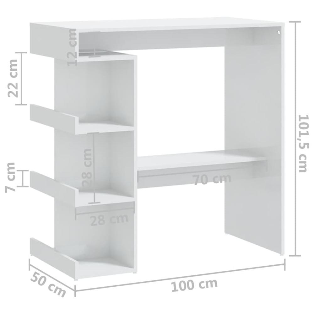 Bar Table with Storage Rack High Gloss White 39.4"x19.7"x40". Picture 6