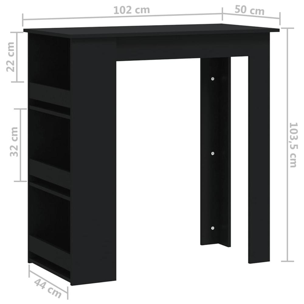 vidaXL Bar Table with Storage Rack Black 40.2"x19.7"x40.7" Engineered Wood. Picture 7