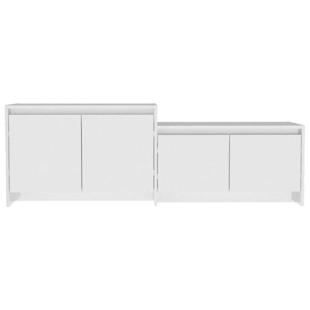 vidaXL TV Cabinet High Gloss White 57.7"x13.8"x19.7" Engineered Wood. Picture 5