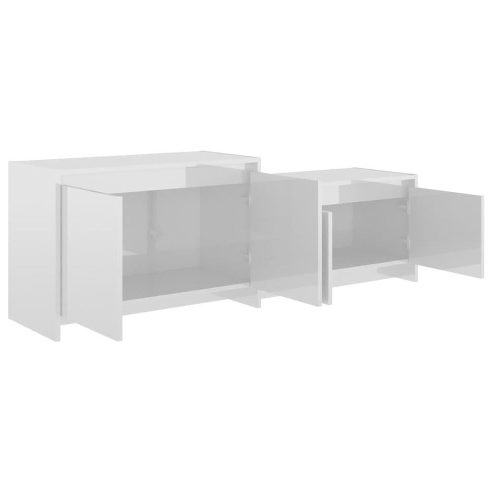 vidaXL TV Cabinet High Gloss White 57.7"x13.8"x19.7" Engineered Wood. Picture 7