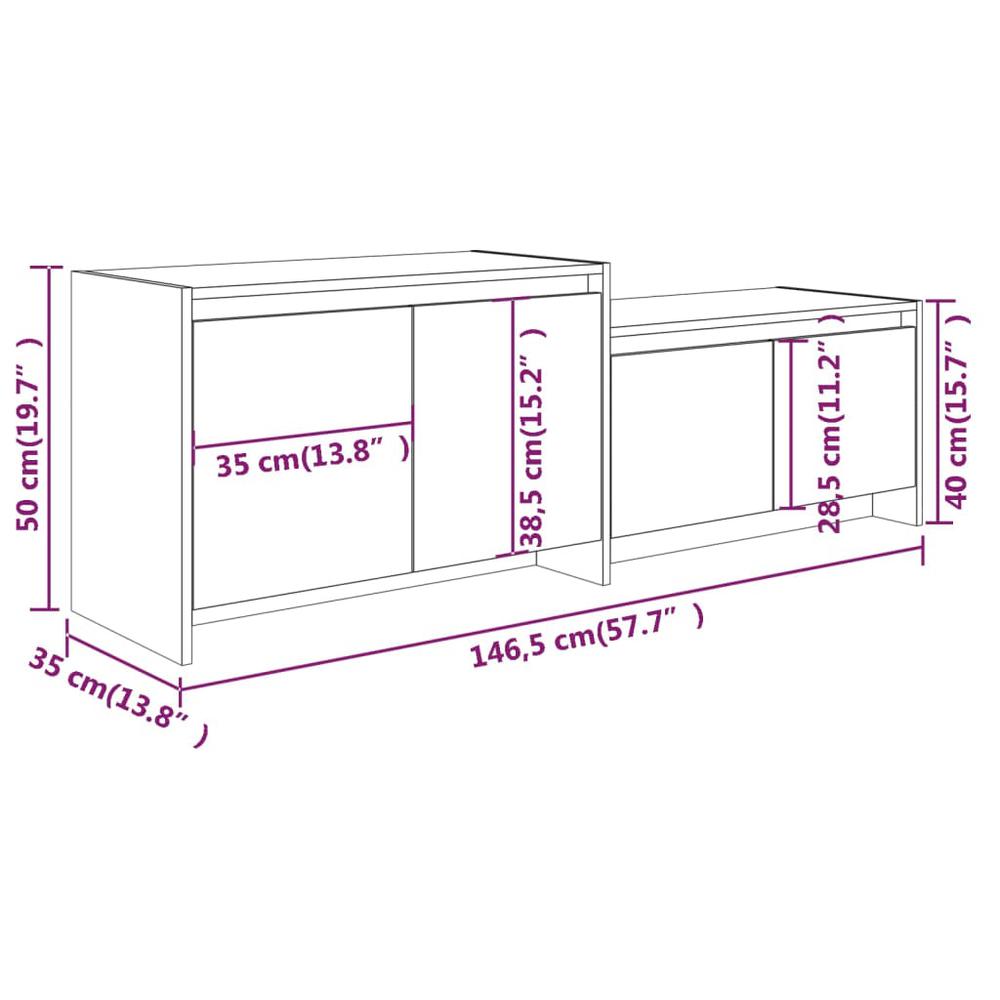 vidaXL TV Cabinet High Gloss White 57.7"x13.8"x19.7" Engineered Wood. Picture 8