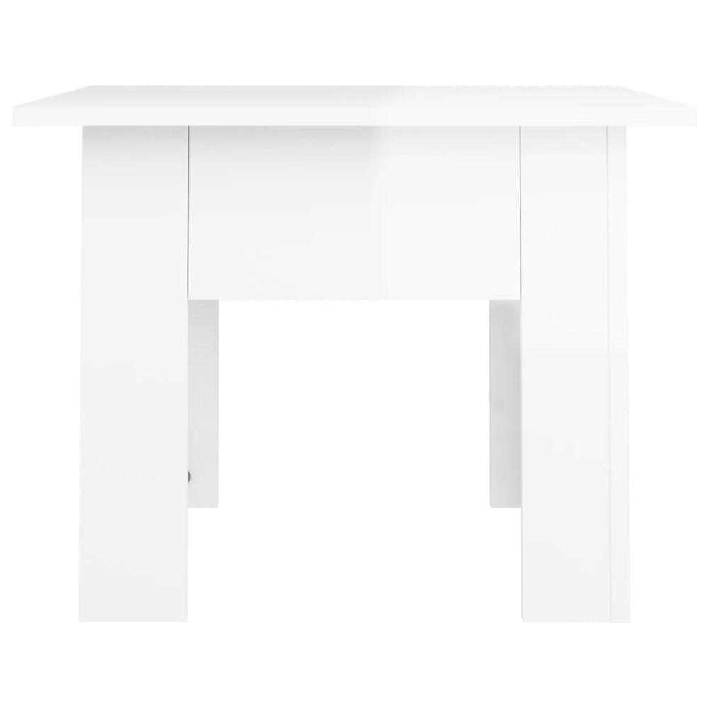 vidaXL Coffee Table High Gloss White 21.7"x21.7"x16.5" Engineered Wood, 810241. Picture 5