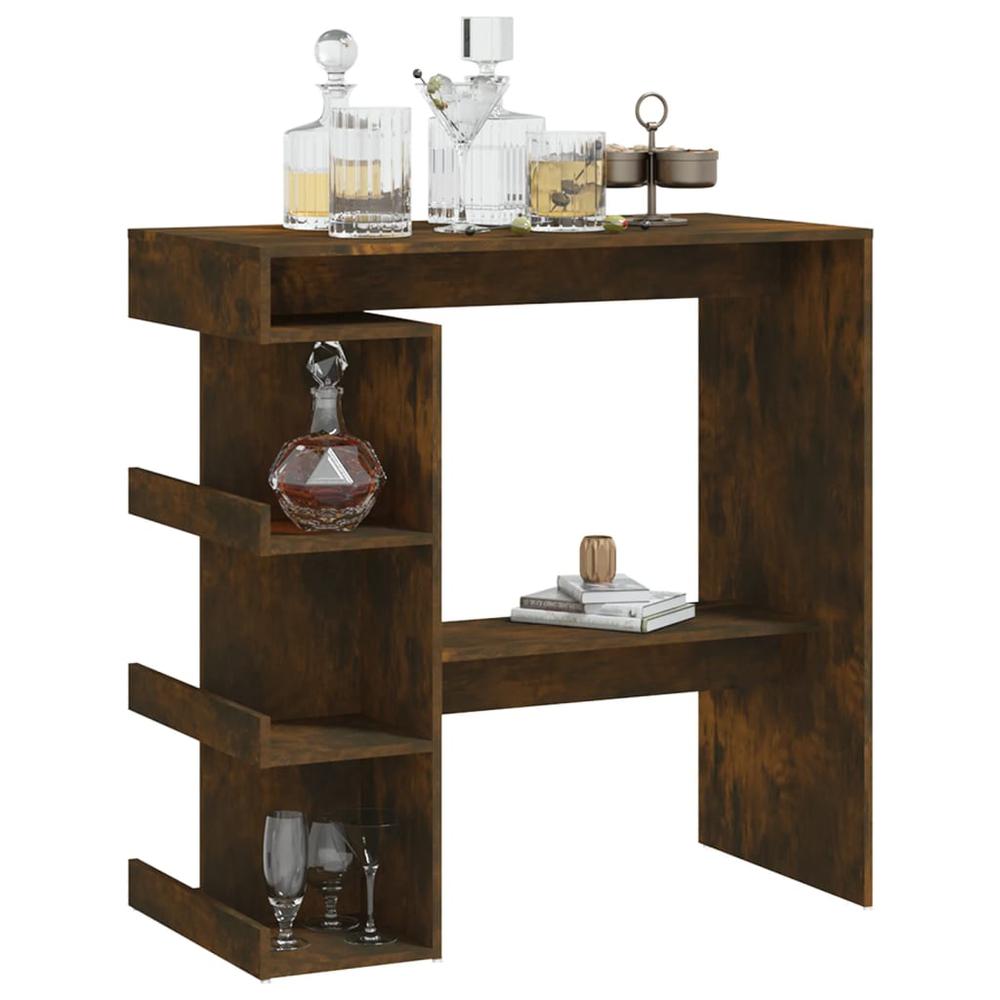 Bar Table with Storage Rack Smoked Oak 39.4"x19.7"x40"Engineered Wood. Picture 3