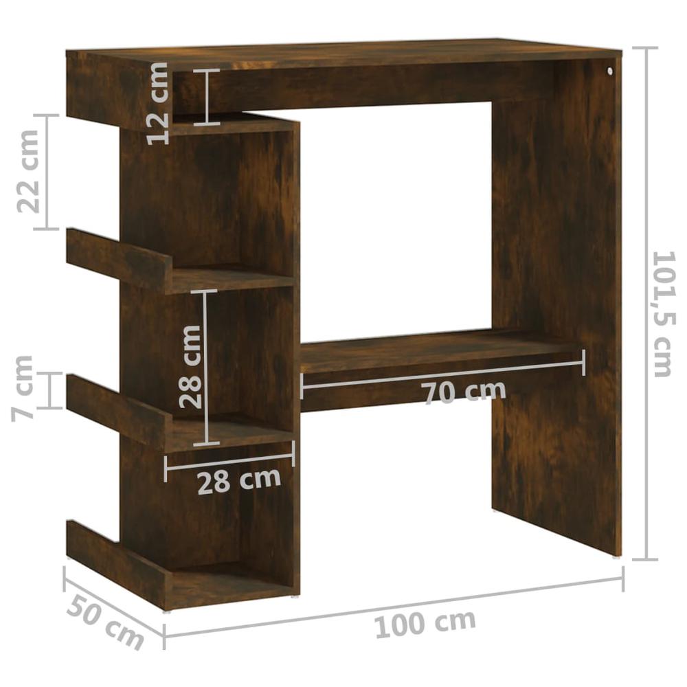 Bar Table with Storage Rack Smoked Oak 39.4"x19.7"x40"Engineered Wood. Picture 6