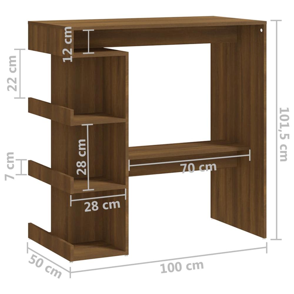 Bar Table with Storage Rack Brown Oak 39.4"x19.7"x40"Engineered Wood. Picture 6
