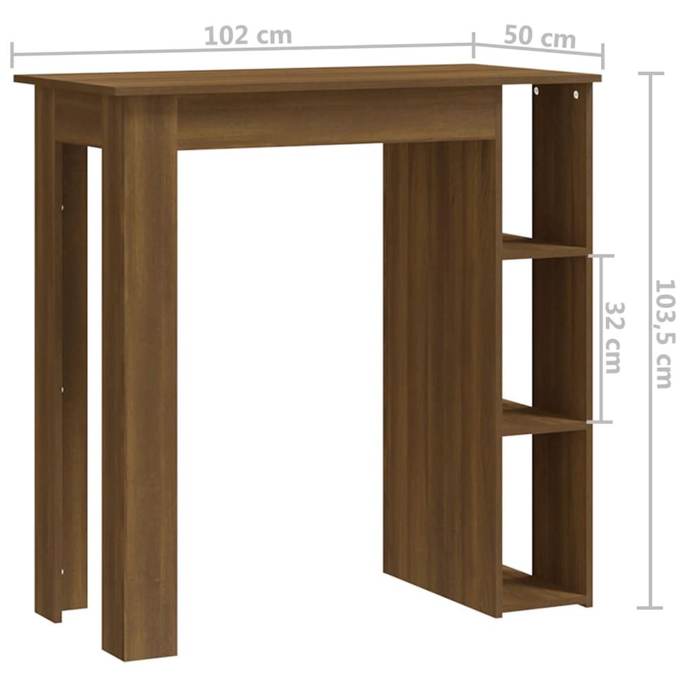 Bar Table with Shelf Brown Oak 40.2"x19.7"x40.7" Engineered Wood. Picture 6