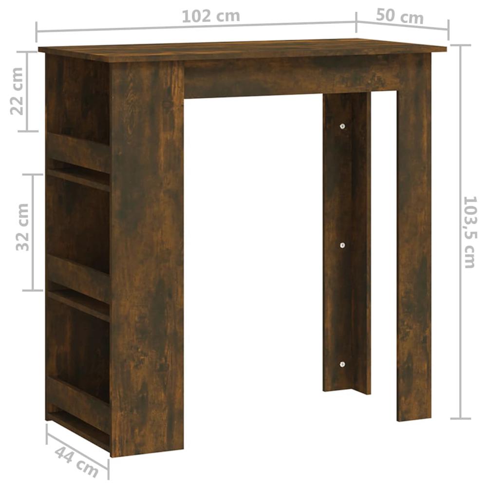 vidaXL Bar Table with Storage Rack Smoked Oak 40.2"x19.7"x40.7" Engineered Wood. Picture 7