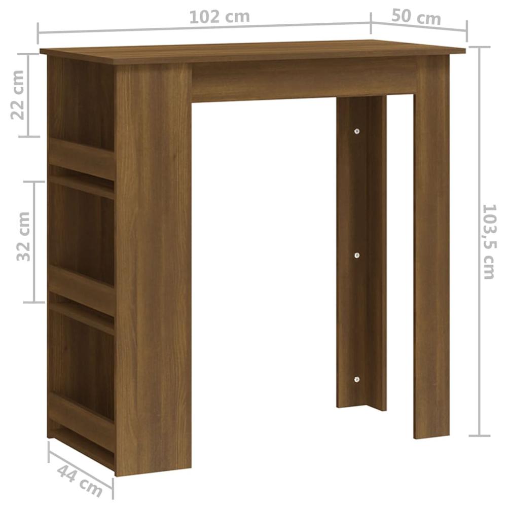 vidaXL Bar Table with Storage Rack Brown Oak 40.2"x19.7"x40.7" Engineered Wood. Picture 7