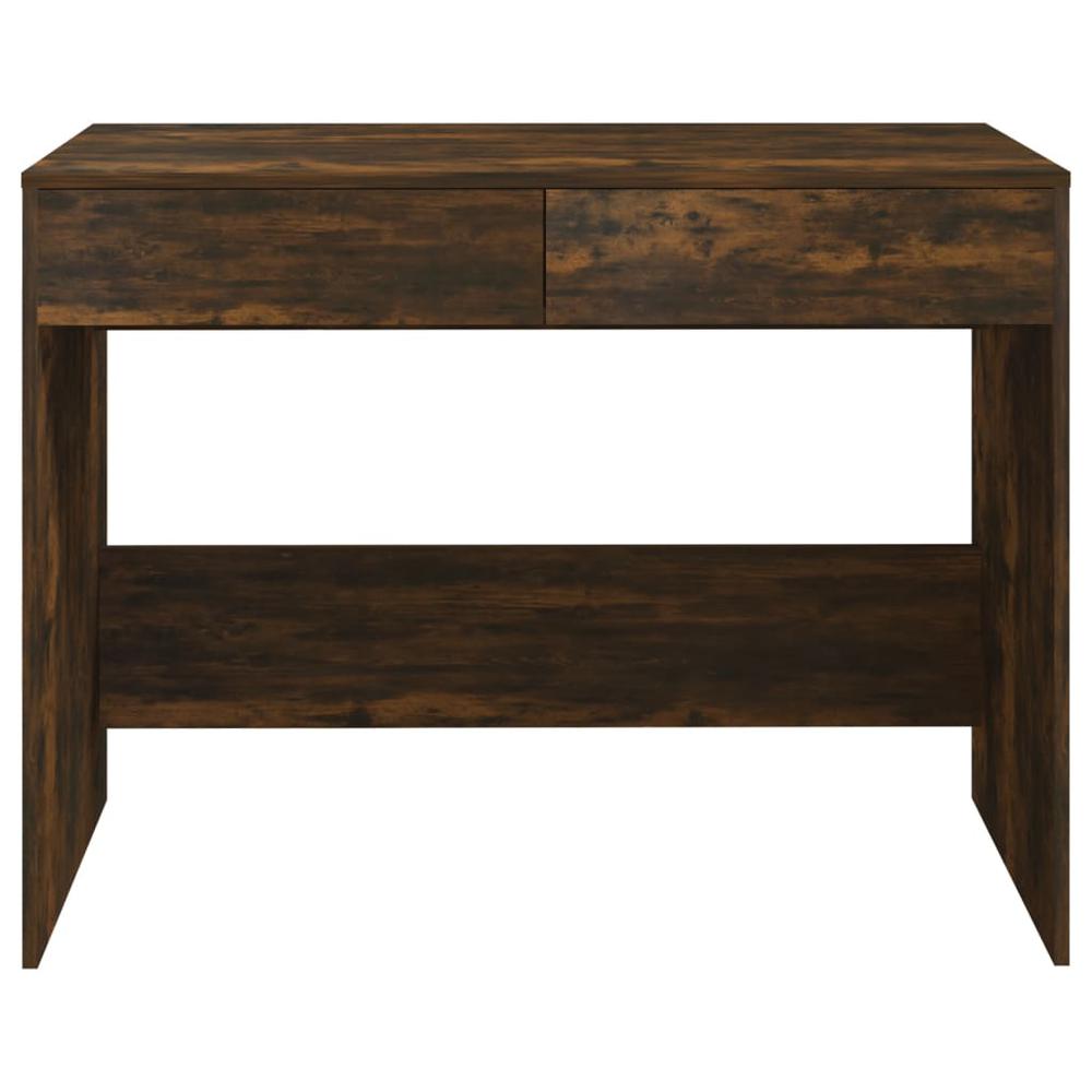 vidaXL Desk Smoked Oak 39.8"x19.7"x30.1" Engineered Wood. Picture 5