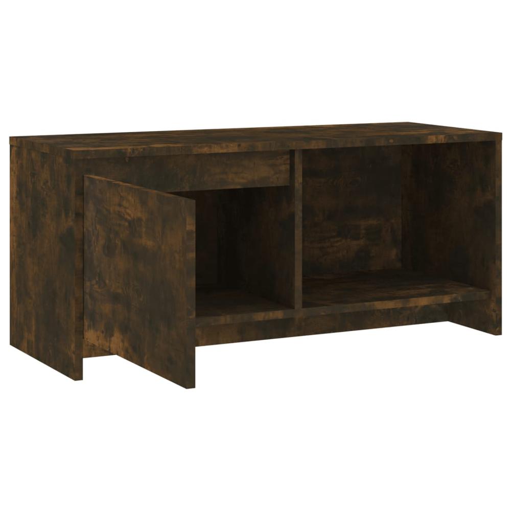 vidaXL TV Cabinet Smoked Oak 35.4"x13.8"x15.7" Engineered Wood. Picture 7