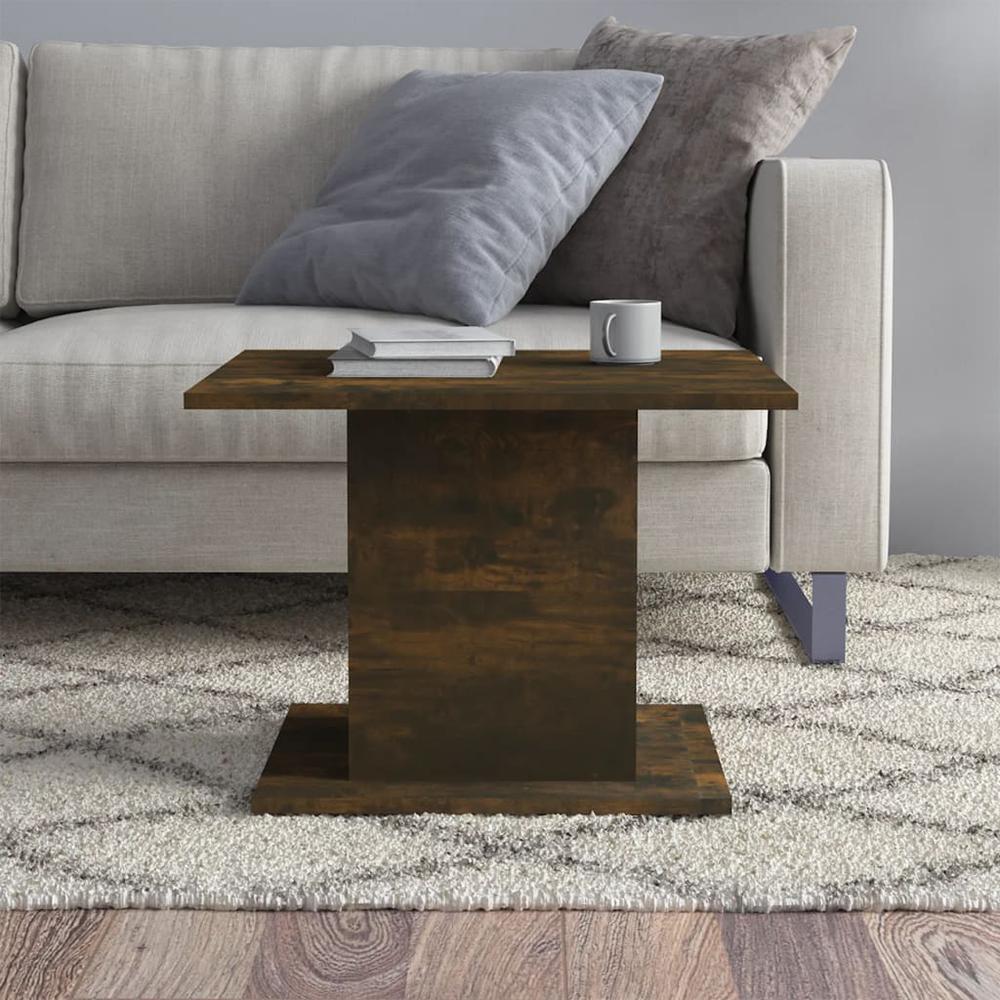 Coffee Table Smoked Oak 21.9"x21.9"x15.7" Engineered Wood. Picture 3