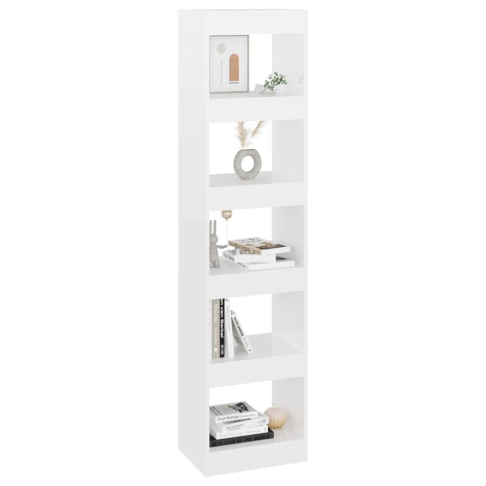 vidaXL Book Cabinet/Room Divider High Gloss White 15.7"x11.8"x65.4". Picture 5