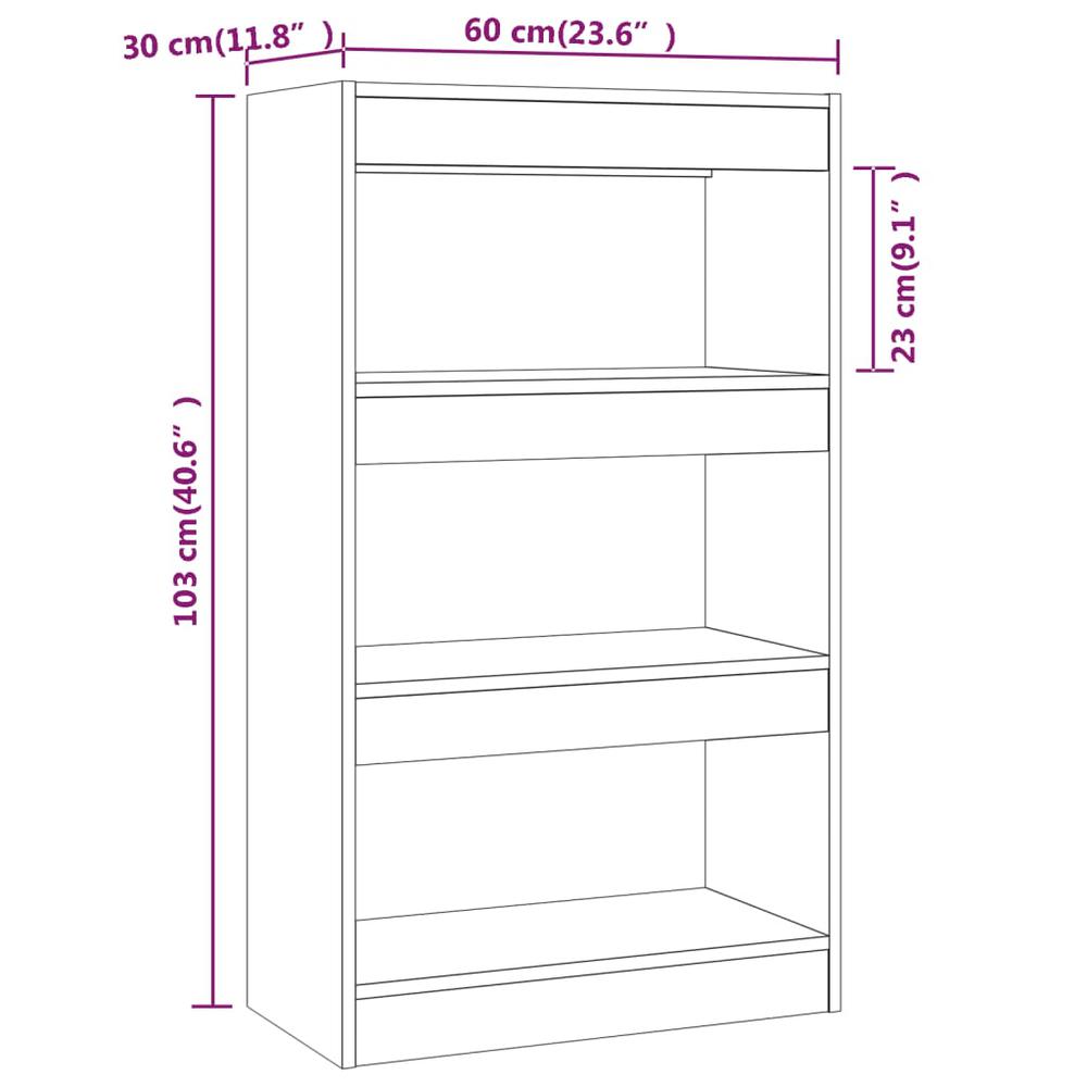 vidaXL Book Cabinet/Room Divider Sonoma Oak 23.6"x11.8"x40.6" Engineered Wood. Picture 7