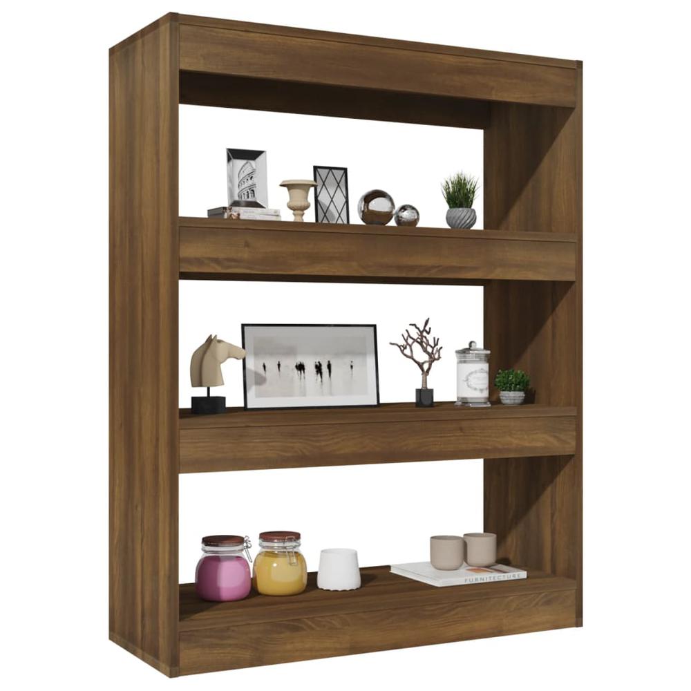 vidaXL Book Cabinet/Room Divider Brown Oak 31.5"x11.8"x40.6" Engineered wood. Picture 5