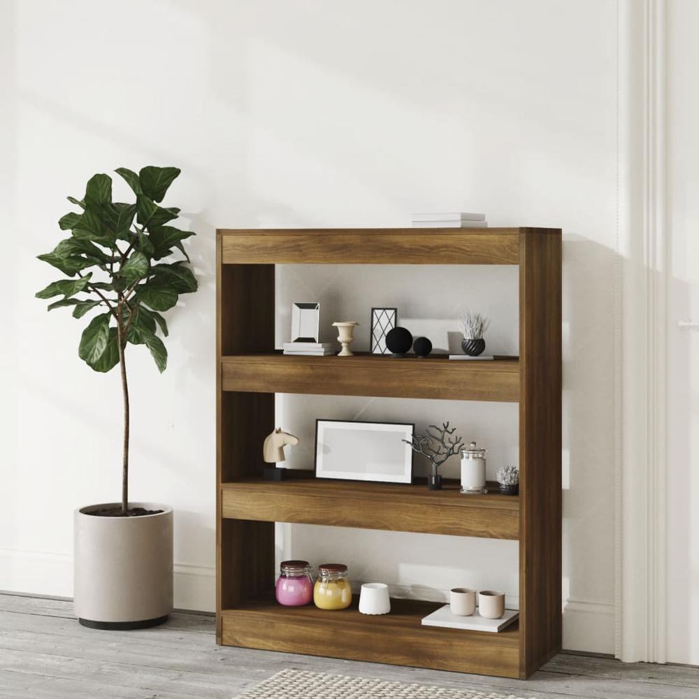 vidaXL Book Cabinet/Room Divider Brown Oak 31.5"x11.8"x40.6" Engineered wood. Picture 6