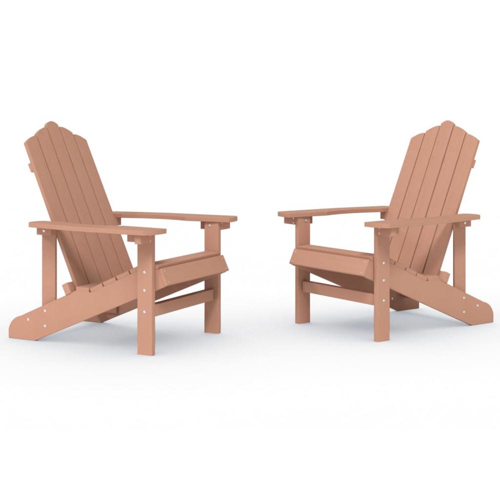 Patio Adirondack Chairs 2 pcs HDPE Brown. Picture 1