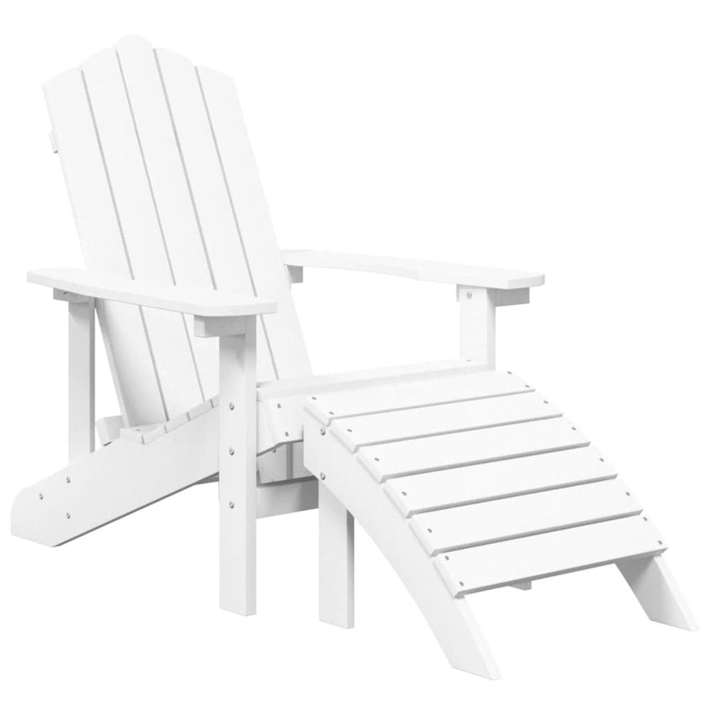 Patio Adirondack Chairs 2 pcs with Footstools HDPE White. Picture 2
