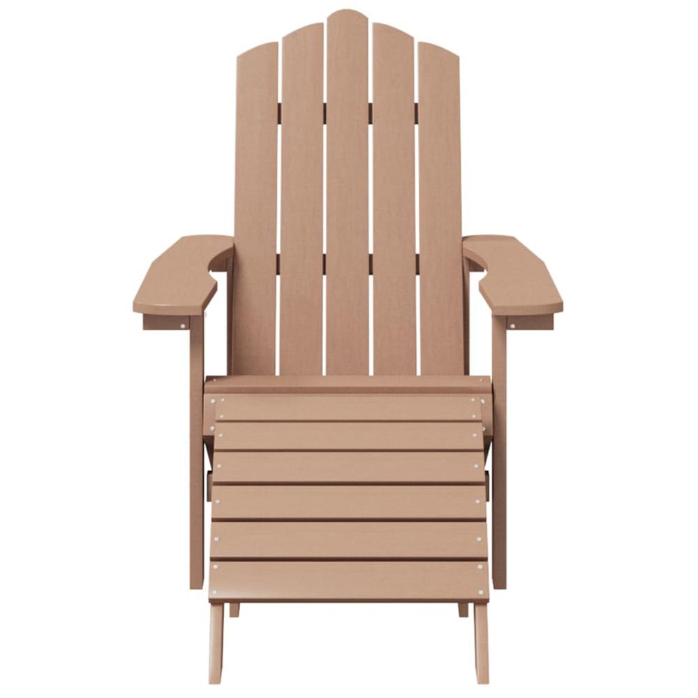 Patio Adirondack Chairs 2 pcs with Footstools HDPE Brown. Picture 3