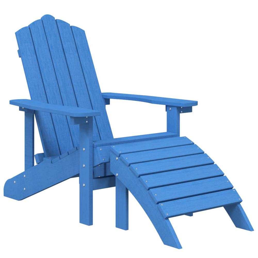 Patio Adirondack Chairs 2 pcs with Footstools HDPE Aqua Blue. Picture 2