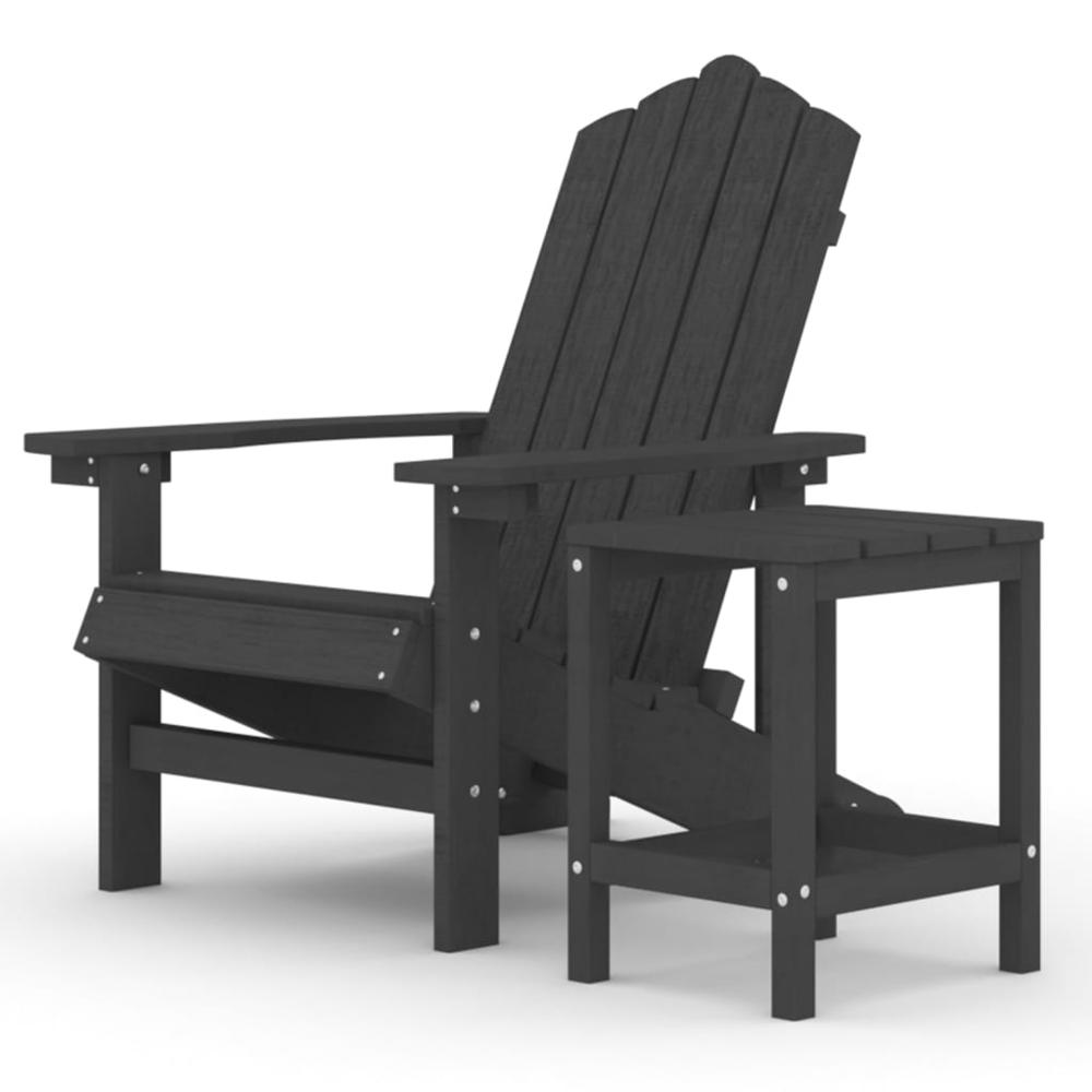 Patio Adirondack Chair with Table HDPE Anthracite. Picture 1