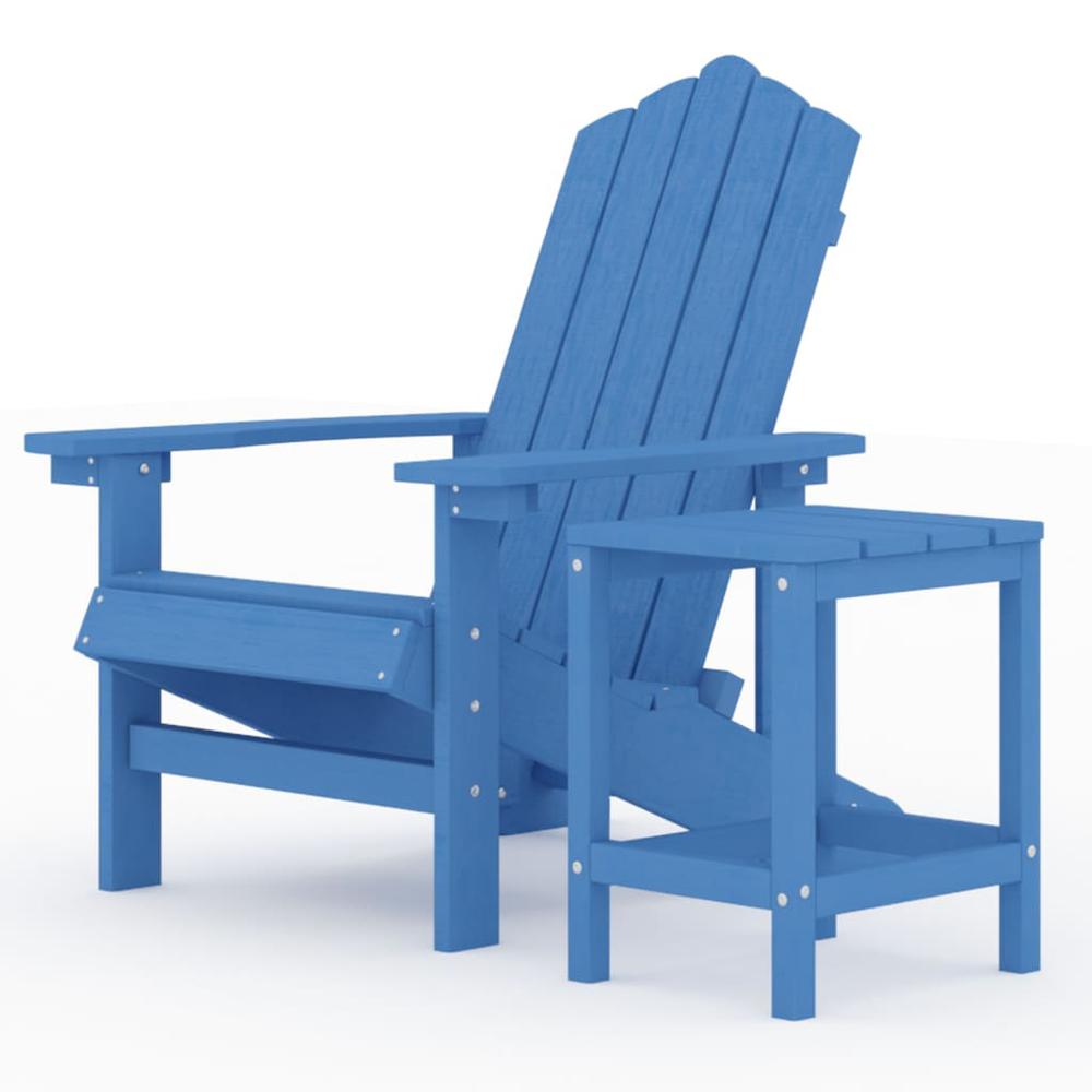 Patio Adirondack Chair with Table HDPE Aqua Blue. Picture 1