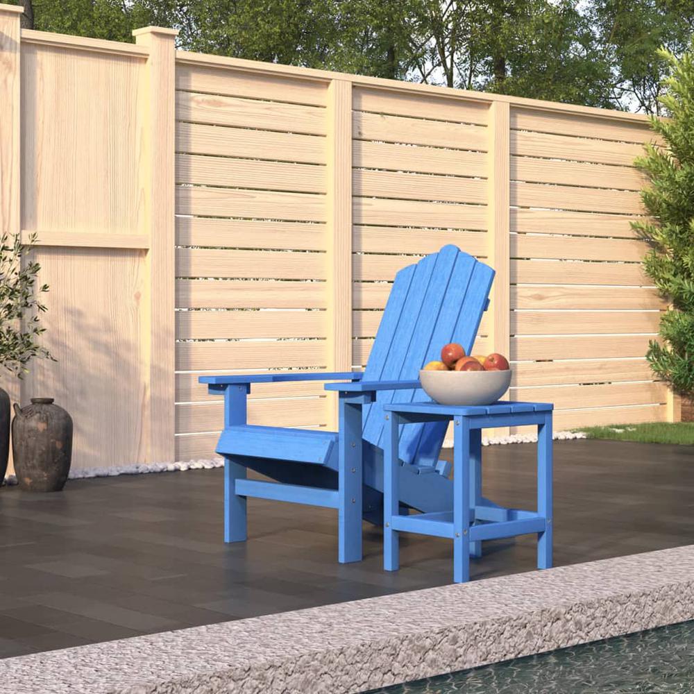 Patio Adirondack Chair with Table HDPE Aqua Blue. Picture 8