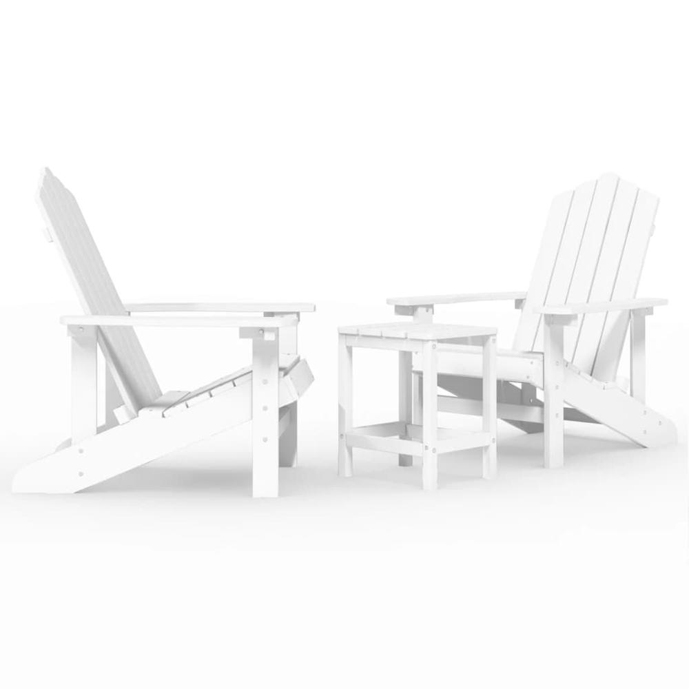 Patio Adirondack Chairs with Table HDPE White. Picture 1