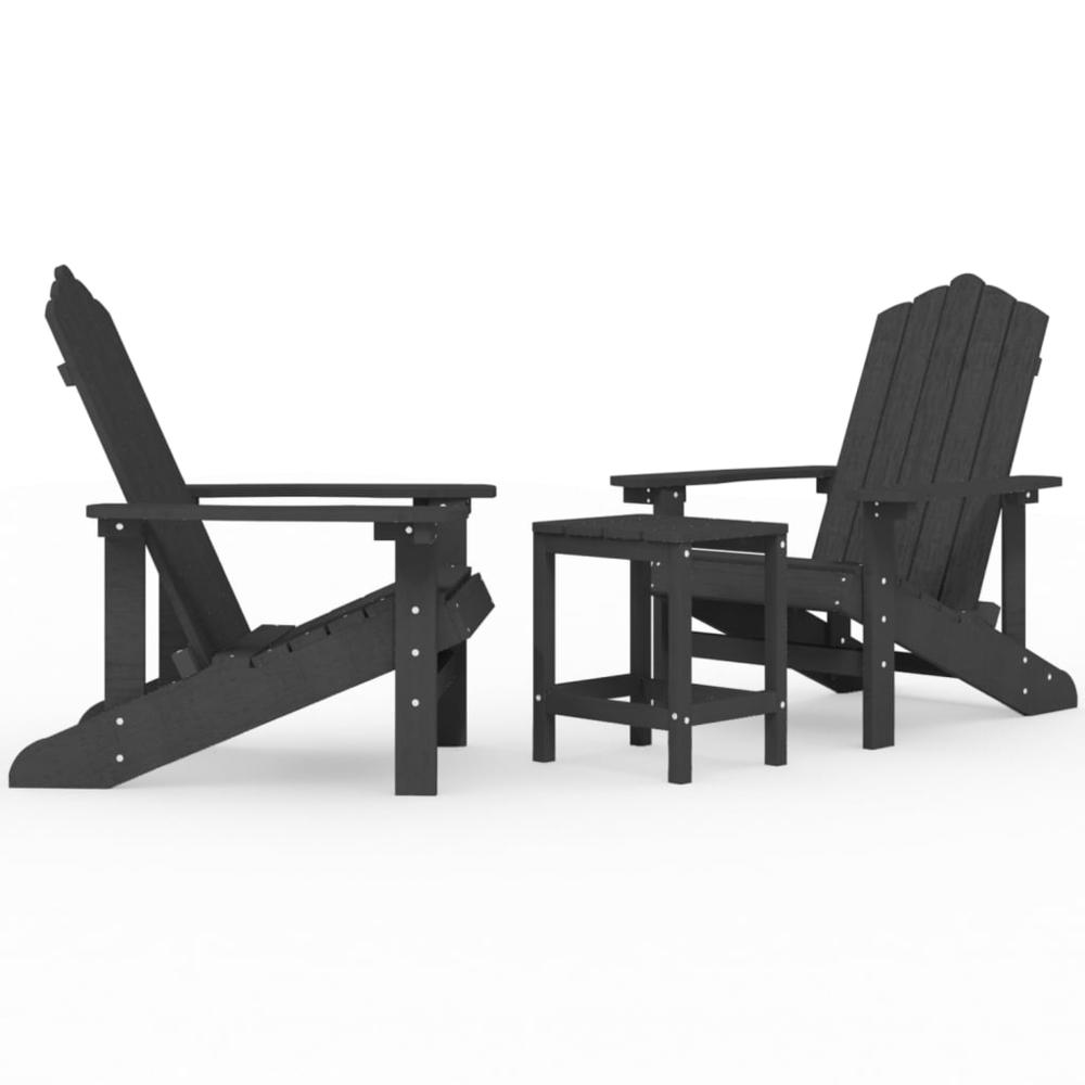 Patio Adirondack Chairs with Table HDPE Anthracite. Picture 1
