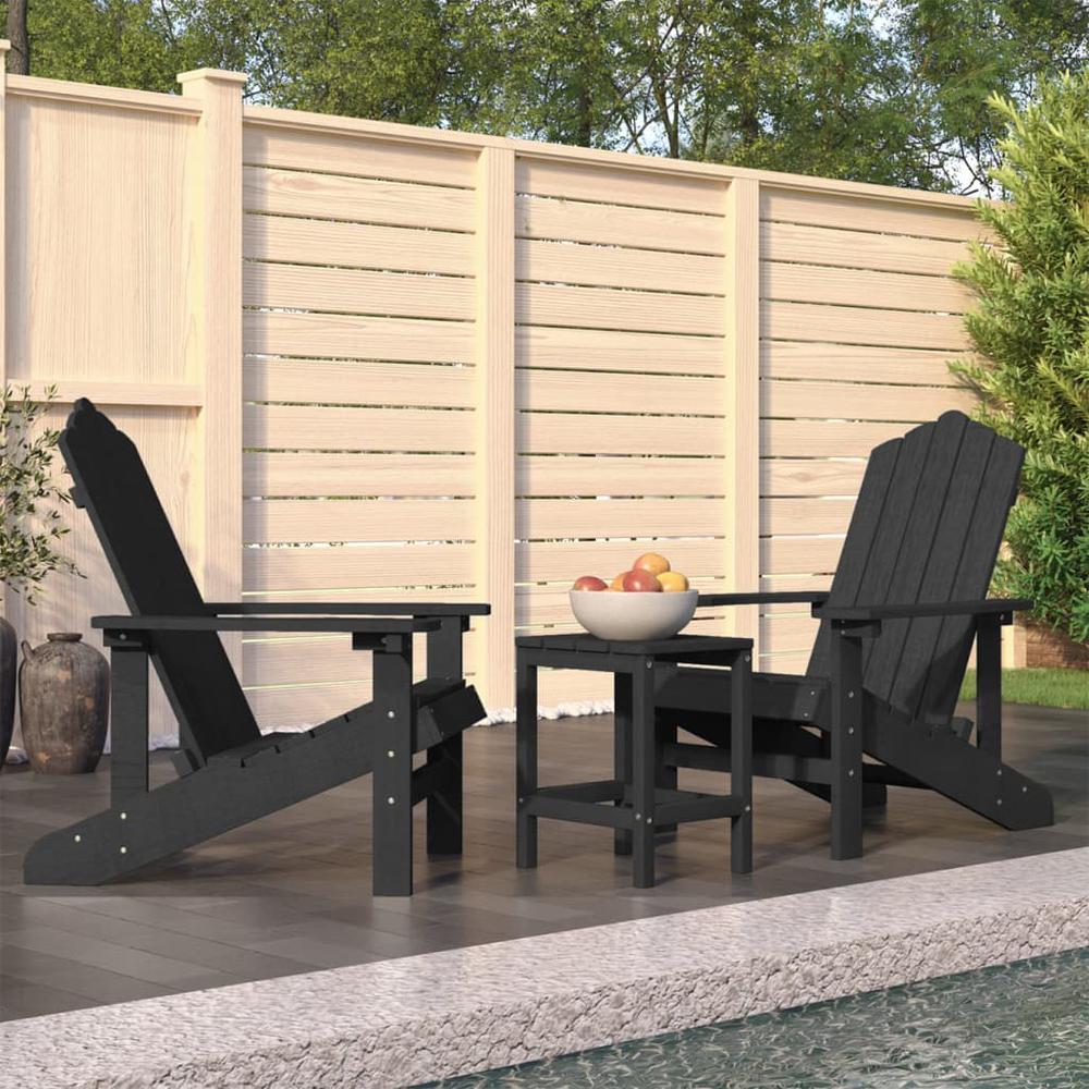 Patio Adirondack Chairs with Table HDPE Anthracite. Picture 8