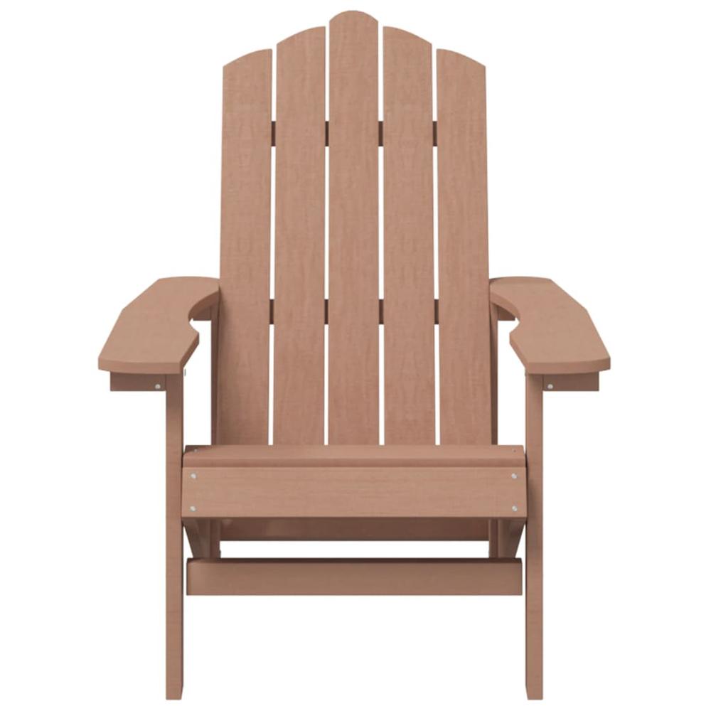 Patio Adirondack Chairs with Table HDPE Brown. Picture 3