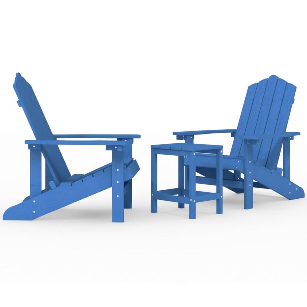 Patio Adirondack Chairs with Table HDPE Aqua Blue. Picture 1